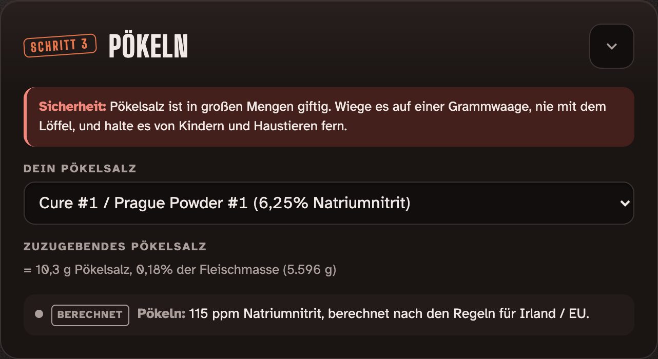 Schritt 3, Pökeln, im einfachen Modus