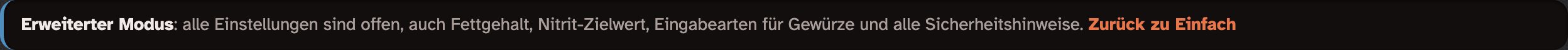 Die Zeile für den erweiterten Modus