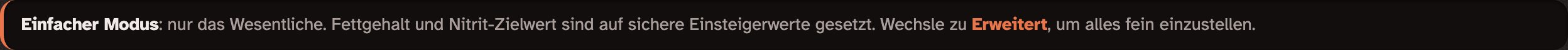 Die Zeile für den einfachen Modus